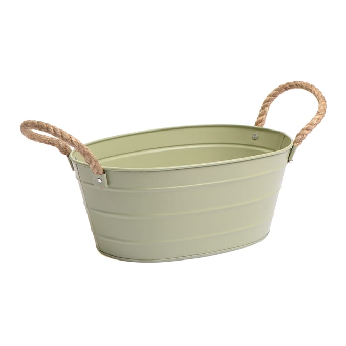 The Outdoor Living Collection Metal Planter with Rope Handle