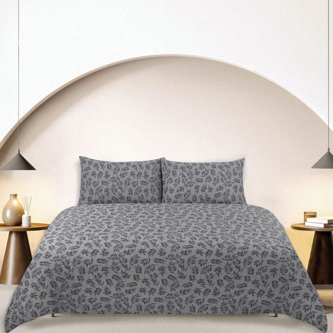 Home Collections Easy Care Grey Floral Duvet Set