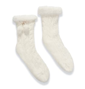 Originals Winter Cable Knit Fluffy Socks - Cream