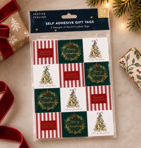 Festive Feeling Luxury Self Adhesive Gift Tags - Alpine Green & Red