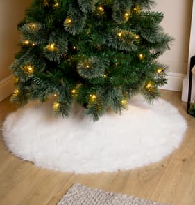 Festive Feeling Christmas Faux Fur Tree Skirt - Cream
