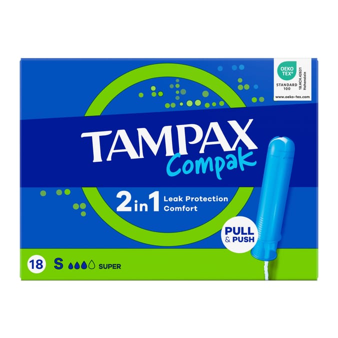 Tampax Compak Super Tampons With Applicator 18 Pack