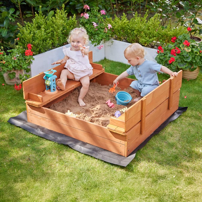 Liberty House Toys Kids Sandpit With Seating And Cover