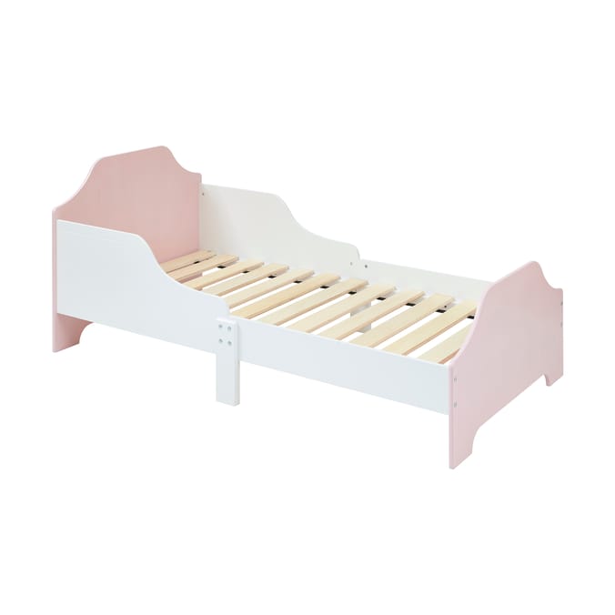 Liberty House Toys Two Tone Toddler Bed and 9 Bin Storage Unit Set - White & Pink