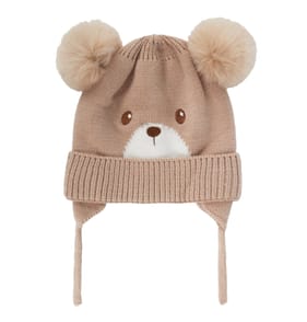 Pure Baby Brown Pom Pom Hat - 0-6 Months