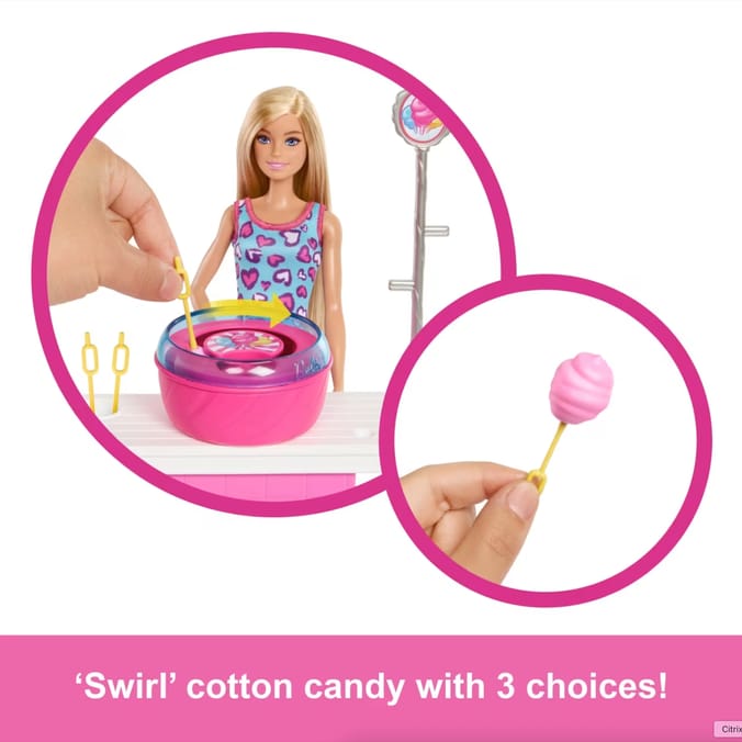 Barbie Mysteries Beach Detectives Barbie “Malibu” Doll, Cotton Candy Game Playset & Accessories