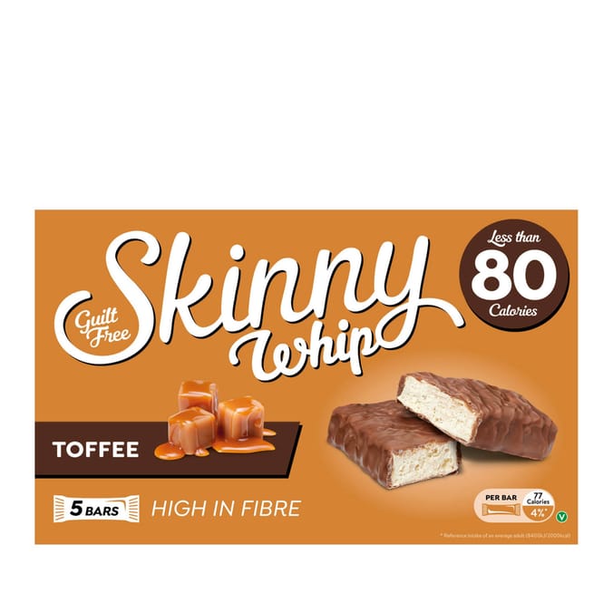 Skinny Whip Toffee 5 Bars Snack x10