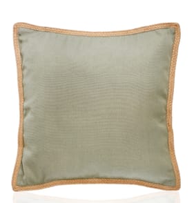 The Outdoor Edit Earthed Raffia Trim Cushion - Green 