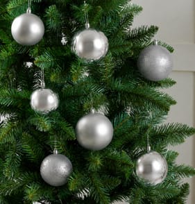 Festive Feeling Mixed Size Christmas Baubles 25 Pack - Silver