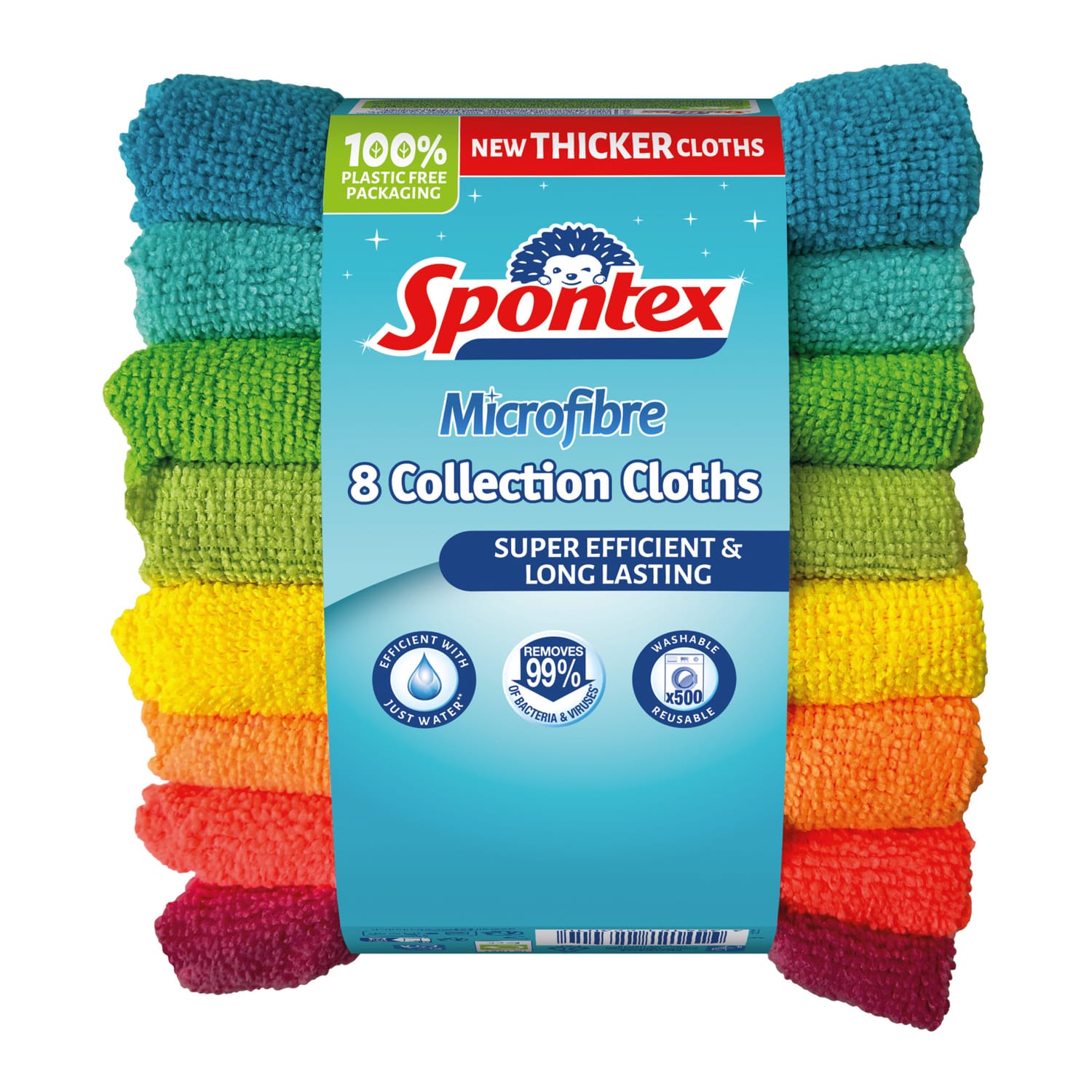 Spontex Microfibre Collection Cleaning Cloths 8 Pack | Home Bargains