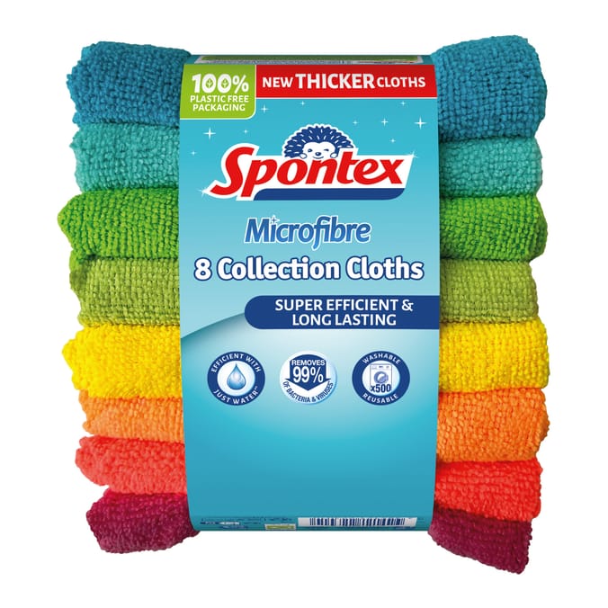 Spontex Microfibre Collection Cleaning Cloths 8 Pack