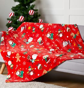 Sleigh Bells Super Soft Throw - Santa & Friends