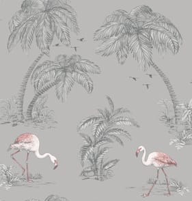 Flamingo Lake Wallpaper 12381 - Grey