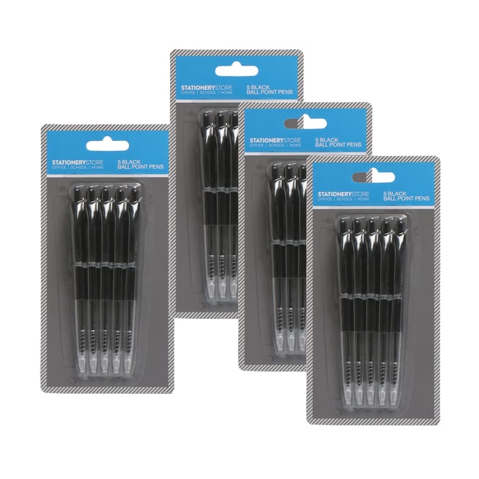 Stationery Store Ballpoint Pen Black 5 Pack x4
