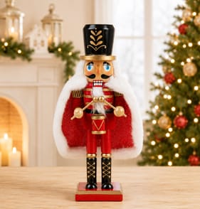 Festive Feeling Wooden Christmas Nutcracker 25cm - Red
