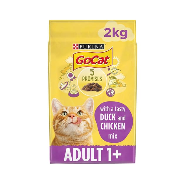GoCat Adult Chicken & Duck Dry Cat Food 2kg Home Bargains