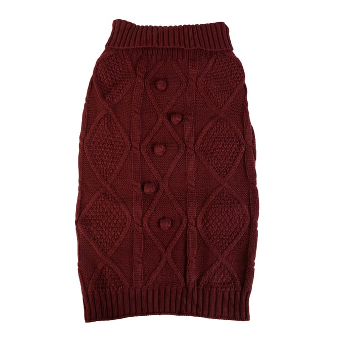 My Pets Cable Knit Jumper Burgundy