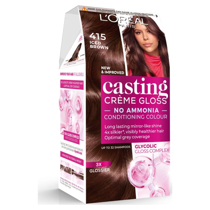L'Oreal Casting Creme Gloss 415 Iced Brown Cool Brunette Semi Permanent Hair Dye