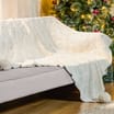 Festive Feeling Chenille Knit Pom Throw - Cream 
