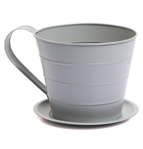 The Outdoor Living Collection Cup & Saucer Planter - Plain Grey