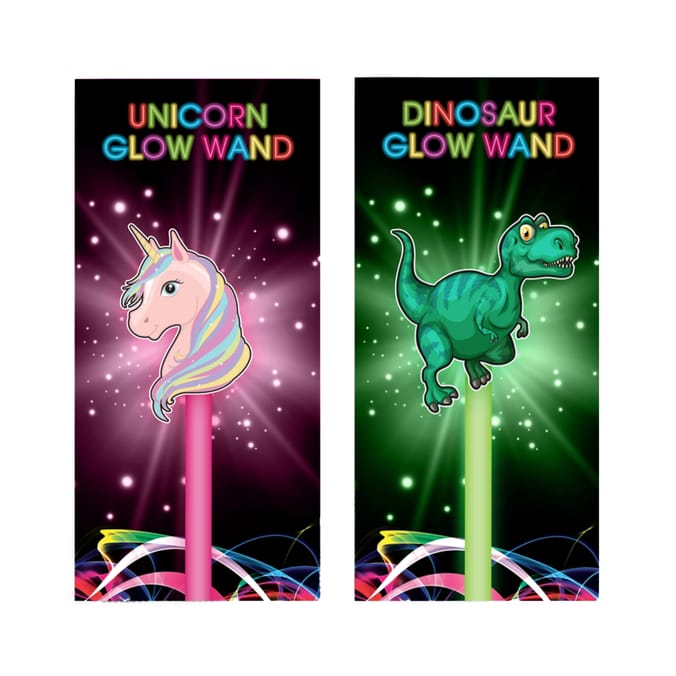 Neon Nights Dinosaur & Unicorn Glow Wands x12
