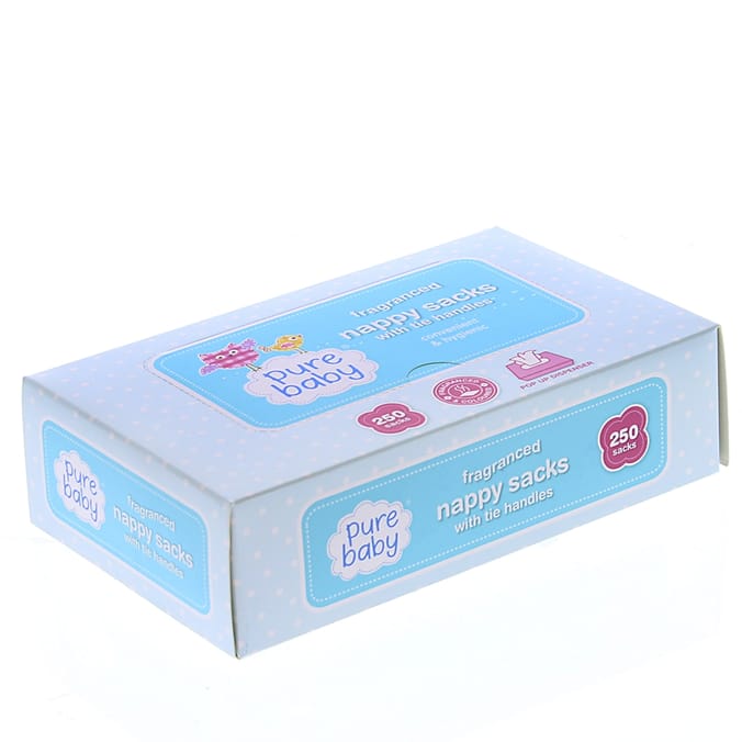 Pure Baby Fragranced 250 Nappy Sacks with Tie Handles