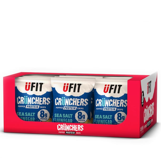Ufit Crunchers Popped Protein Chips Sea Salt & Vinegar Flavour 35g x 18