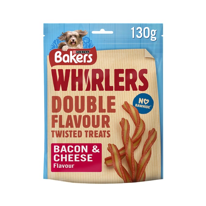 Bakers Whirlers Bacon & Cheese Flavour Dog Treats 6 x 130g