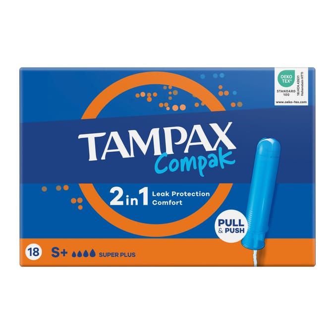 Tampax Compak Super Plus Tampons With Applicator 18 Pack