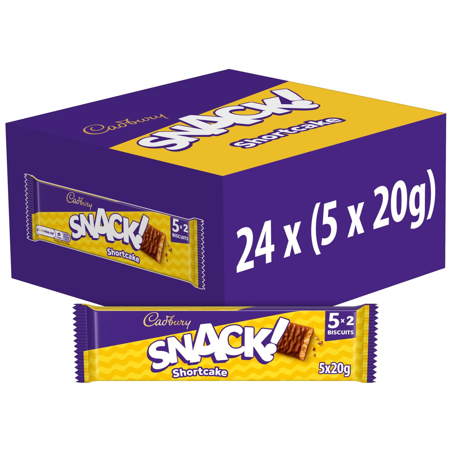 Cadbury Snack Chocolate Shortcake Biscuit 100g x24 | Home Bargains