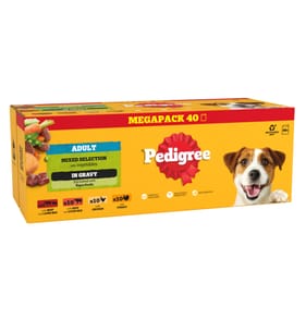 Pedigree Adult Wet Dog Food Mega Pack Pouch 40 x 100g - Mixed in Gravy