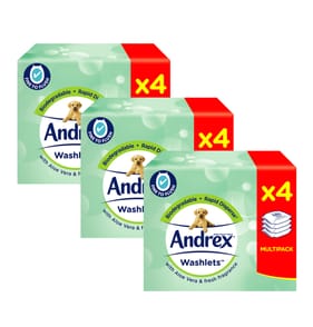 Andrex Aloe Vera Washlets Multipack 4 Pack x3