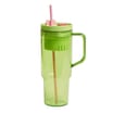 Hydrate 40oz Fruit Infuser Tumbler - Green With Pink Straw 