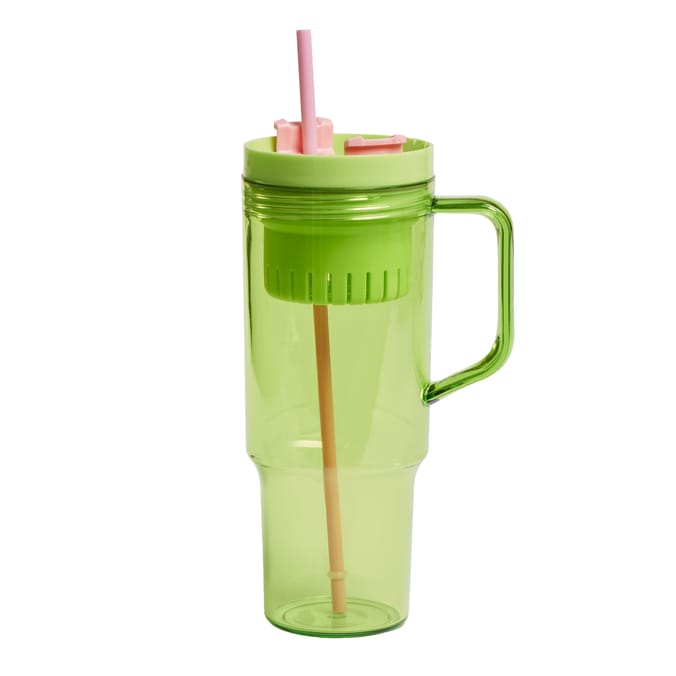 Hydrate 40oz Fruit Infuser Tumbler - Green With Pink Straw 