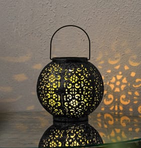Firefly Round Lantern Solar Light - Black