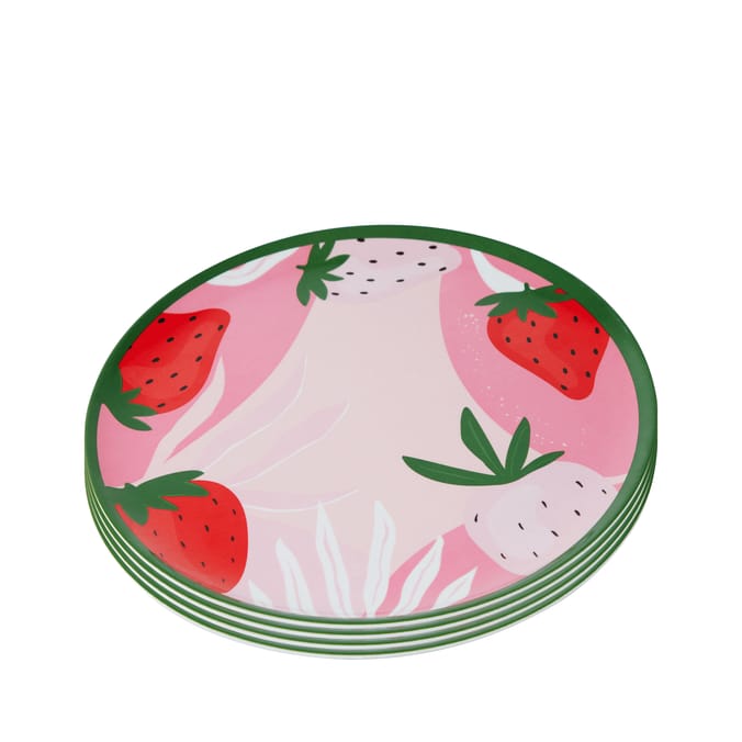The Outdoor Living Collection Melamine 4 Summer Plate Set - Strawberry