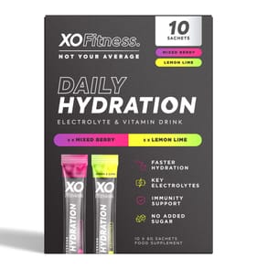 XO Fitness Daily Hydration Electrolyte & Vitamin Drink Sachets 6g x 10 Pack - Mixed Berry/ Lemon Lime