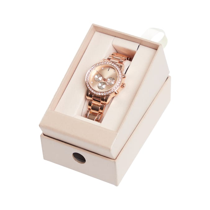 Rose gold best sale diamante watch