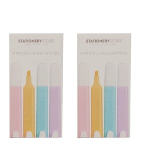 Stationery Store Pastel Highlighters 4 Pack x2