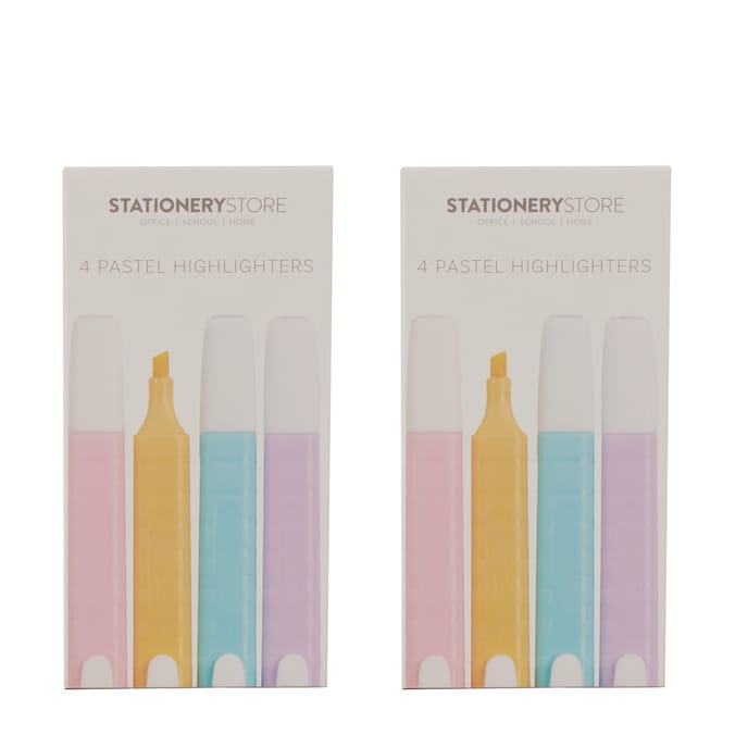 Stationery Store Pastel Highlighters 4 Pack x2