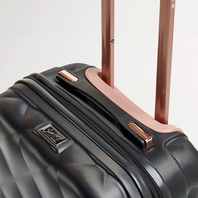 Salisburys Embossed Quilted Shell Suitcase - Black