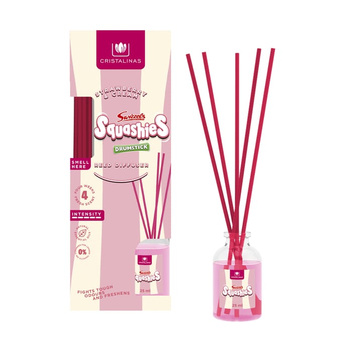 Cristalinas Swizzels Squashies Reed Diffuser 25ml - Strawberry & Cream 