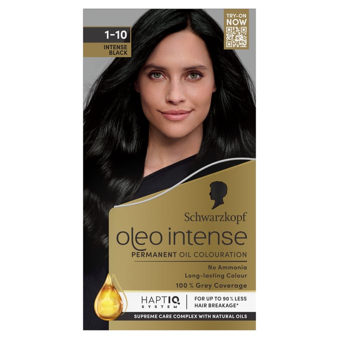 Schwarzkopf Oleo Intense Permanent Oil Colouration Hair Dye - 1-10 Intense Black