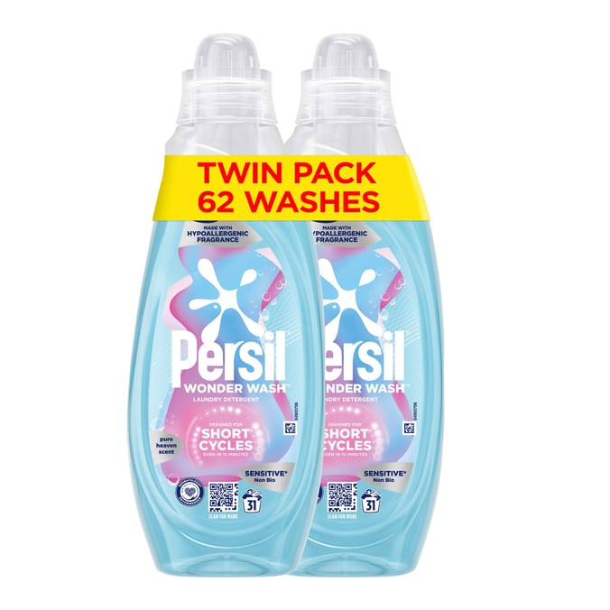 Persil Wonder Wash Sensitive Non Bio Liquid Laundry Detergent 2 x 31 Washes