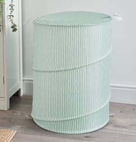 Home Pop-Up Laundry Basket - Light Green Stripes