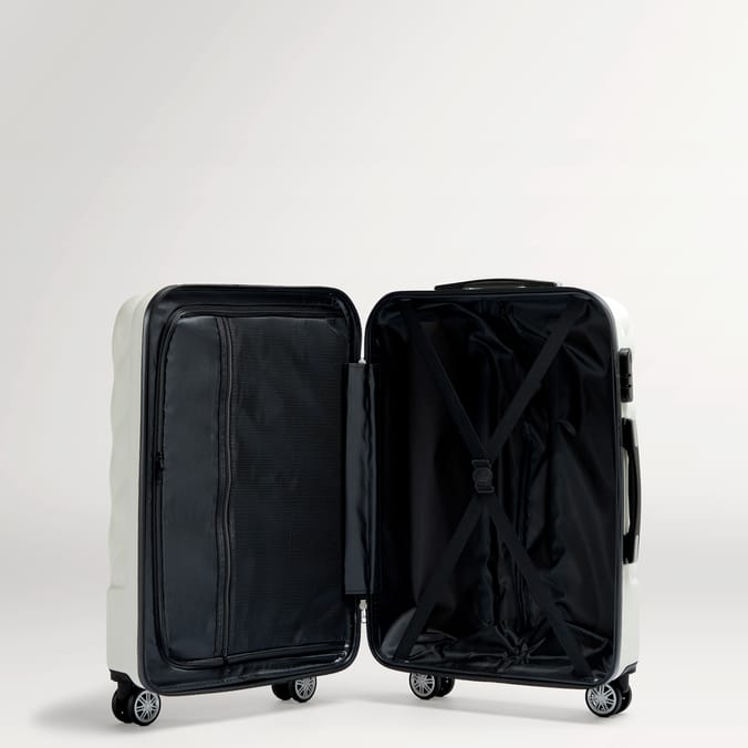 Salisbury Embossed Quilted Shell Suitcase - Off White