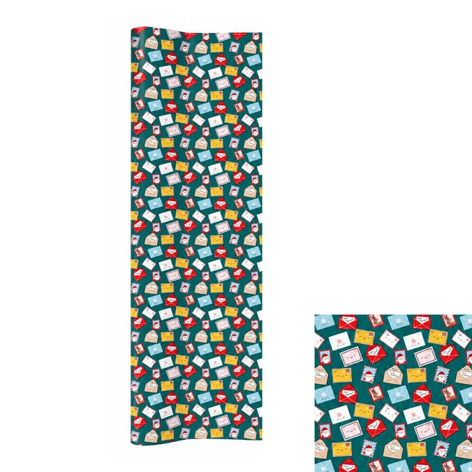 Sleigh Bells 6M Wrapping Paper - Letters & Stamps