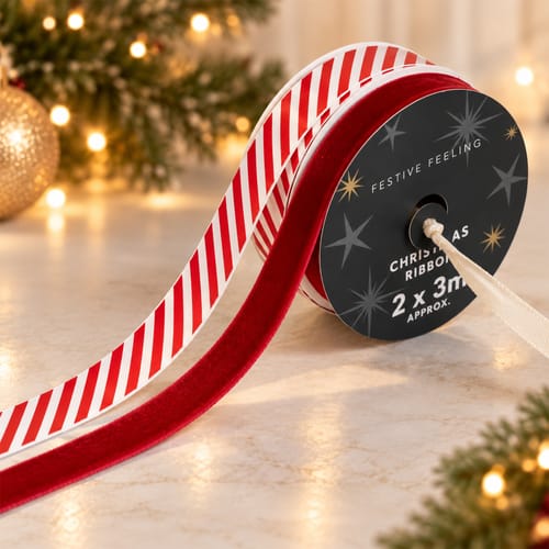 Festive Feeling 3M Double Ribbon | Home Bargains