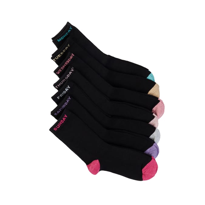 Ladies Novelty Days Of The Week Socks 7 Pairs - Size UK 3-7