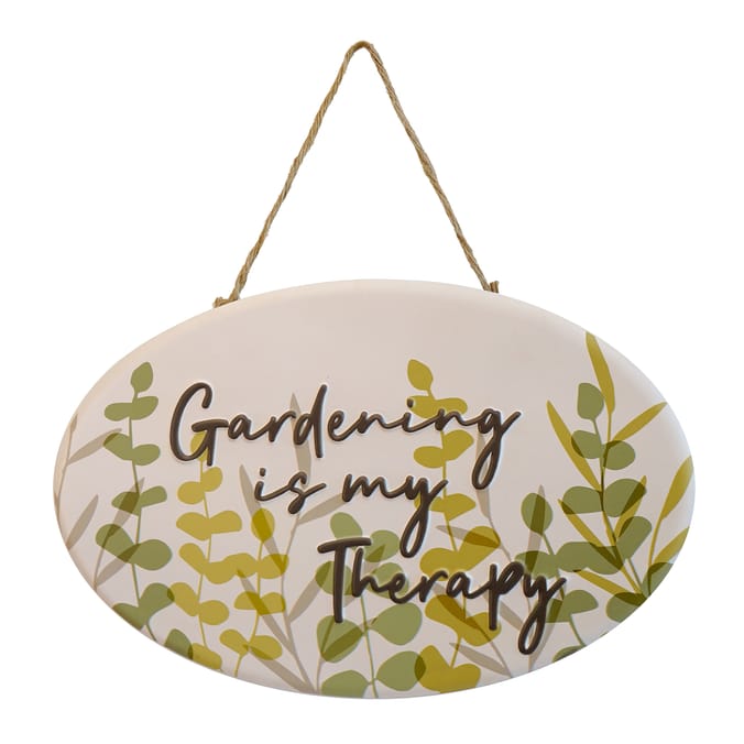 Jardin Metal Hanging Wall Sign - Gardening Is My Therapy